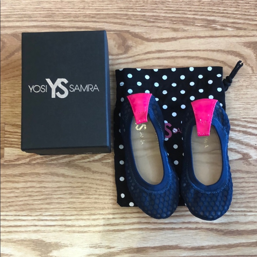 NWT Yosi Samra Flat Shoes 11C Blue Hot Pink
